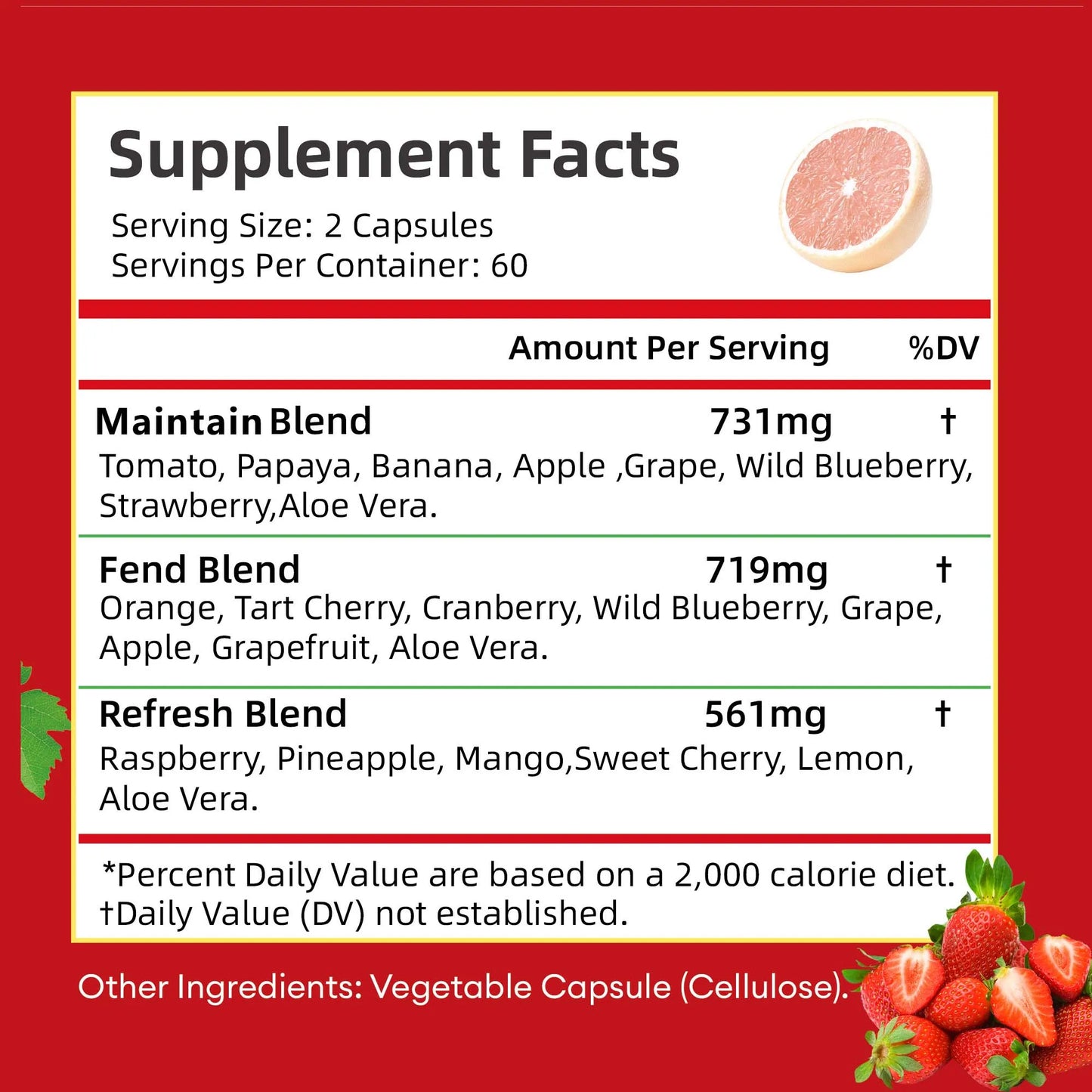 Fruit Supplements - Enhance Immunity and Improve Gastrointestinal Function - 120 Capsules
