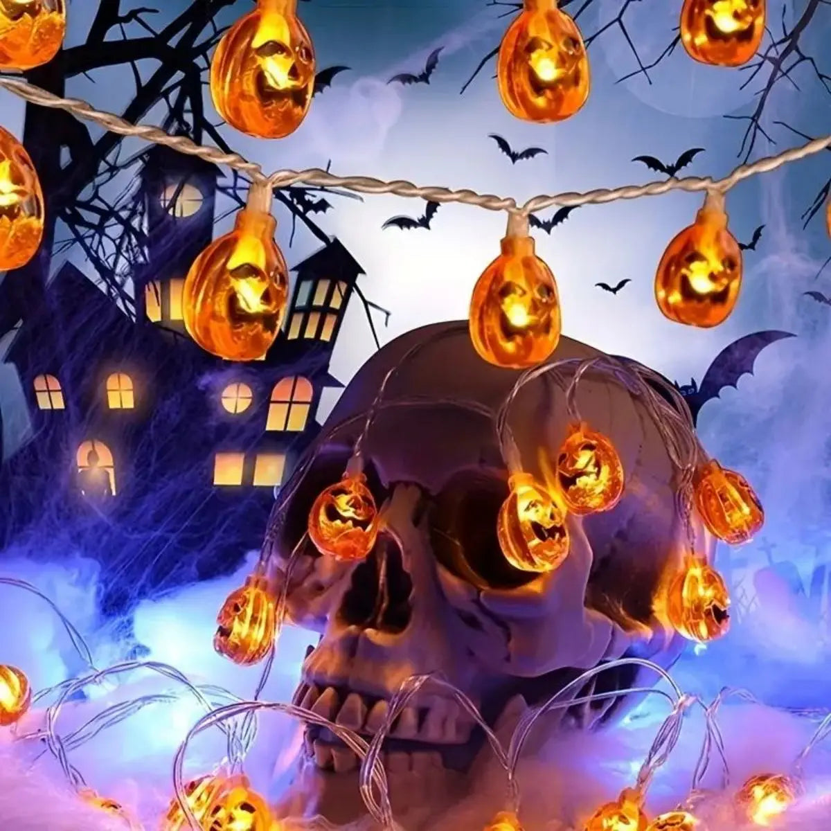 1pc Halloween Decor Pumpkin String Lights, 10/20LEDs Battery Operated Halloween Light, Outdoor Halloween Decoration