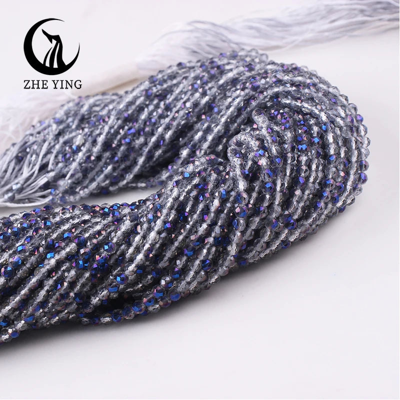 Zhe Ying New 2mm Electroplating AB Crystal Beads Small Loose Faceted Spacer Beads for Jewelry Making DIY Accessories