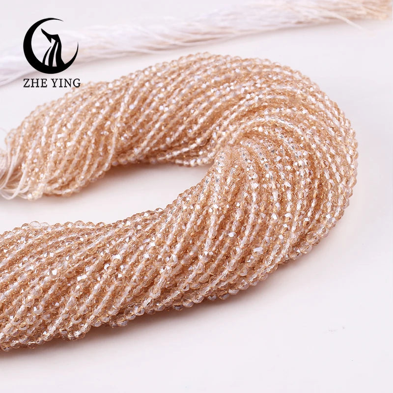 Zhe Ying New 2mm Electroplating AB Crystal Beads Small Loose Faceted Spacer Beads for Jewelry Making DIY Accessories