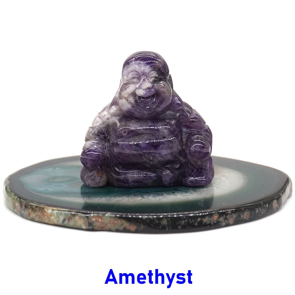 1.5" Buddha Statue Natural Healing Crystal Reiki Chakra Spiritual Hand Carved Stone Maitreya Figurine Crafts Home Lucky Decor