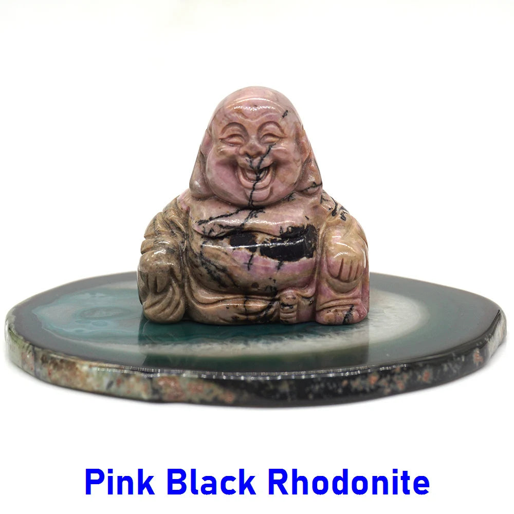 1.5" Buddha Statue Natural Healing Crystal Reiki Chakra Spiritual Hand Carved Stone Maitreya Figurine Crafts Home Lucky Decor