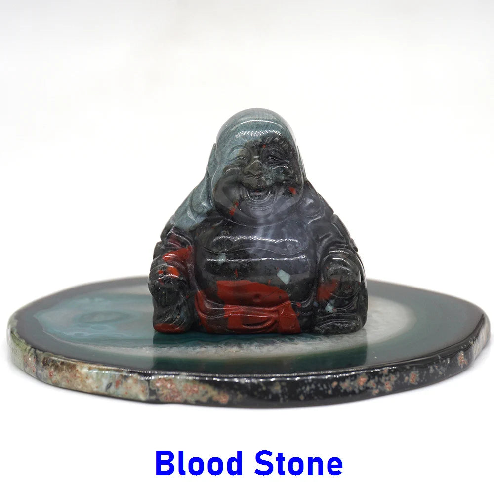1.5" Buddha Statue Natural Healing Crystal Reiki Chakra Spiritual Hand Carved Stone Maitreya Figurine Crafts Home Lucky Decor