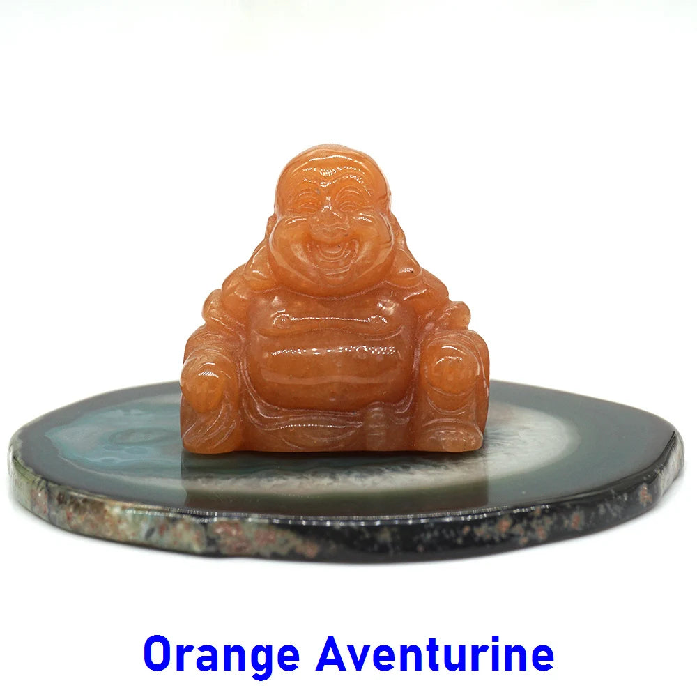 1.5" Buddha Statue Natural Healing Crystal Reiki Chakra Spiritual Hand Carved Stone Maitreya Figurine Crafts Home Lucky Decor