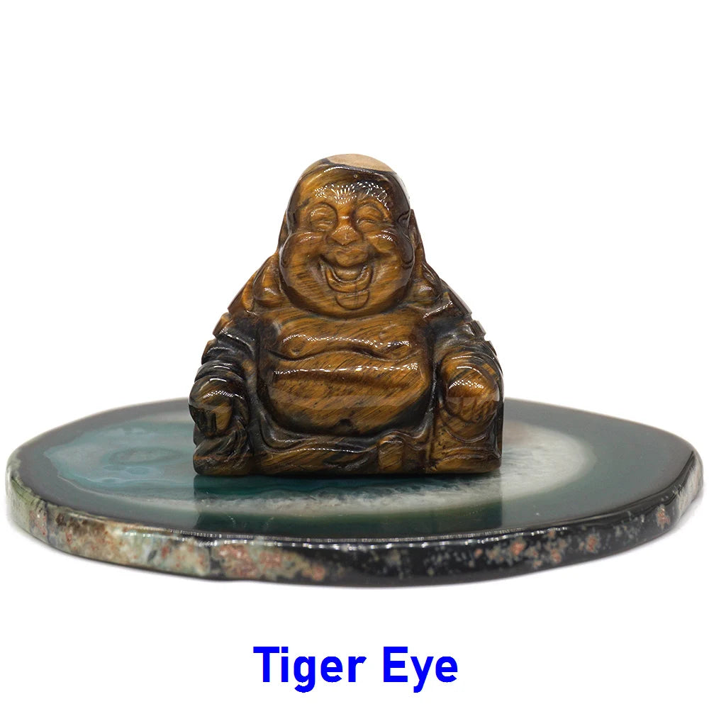 1.5" Buddha Statue Natural Healing Crystal Reiki Chakra Spiritual Hand Carved Stone Maitreya Figurine Crafts Home Lucky Decor
