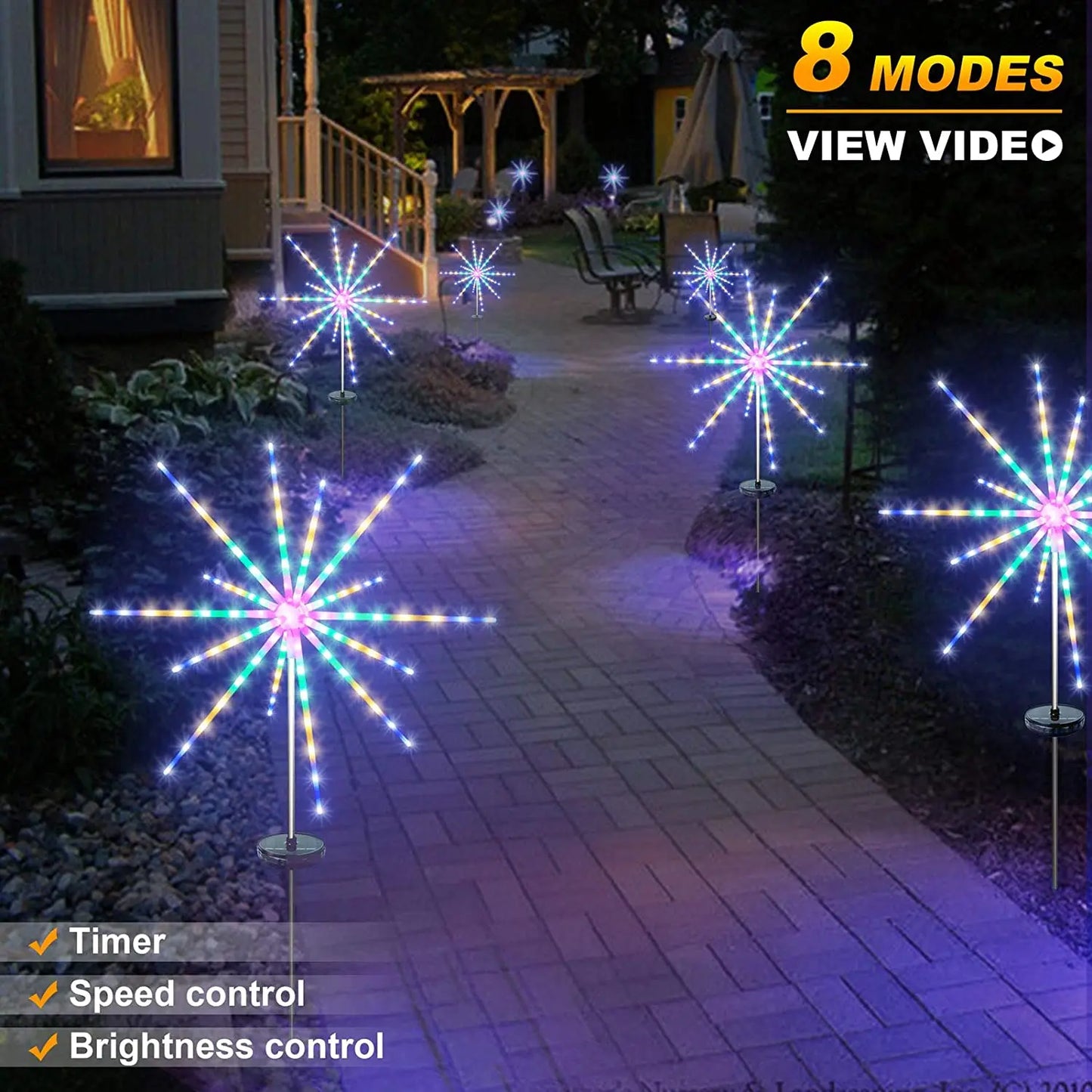 112LEDs 8Mode Timing Bright Fireworks Solar LED Light String Indoor/Outdoor Waterproof Holiday Garden Yard Decoration Light Lamp