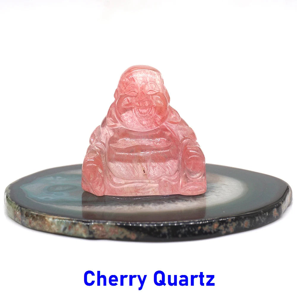 1.5" Buddha Statue Natural Healing Crystal Reiki Chakra Spiritual Hand Carved Stone Maitreya Figurine Crafts Home Lucky Decor
