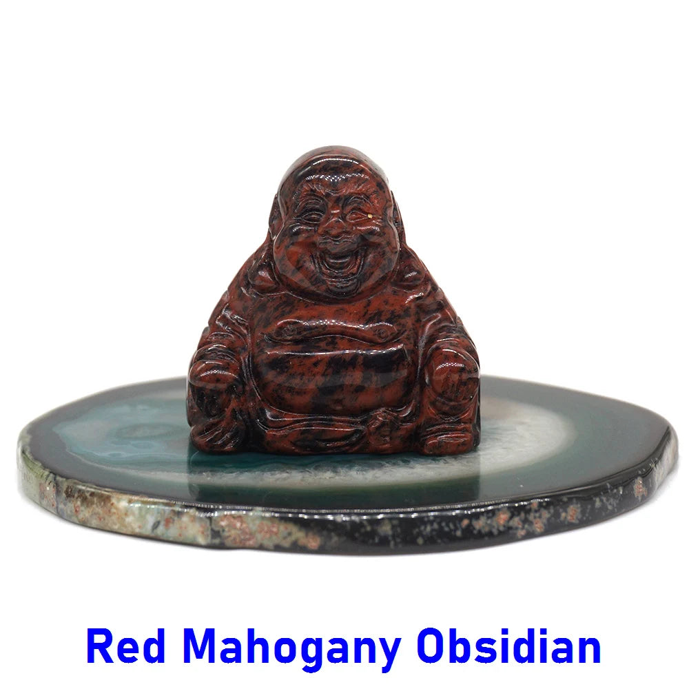 1.5" Buddha Statue Natural Healing Crystal Reiki Chakra Spiritual Hand Carved Stone Maitreya Figurine Crafts Home Lucky Decor