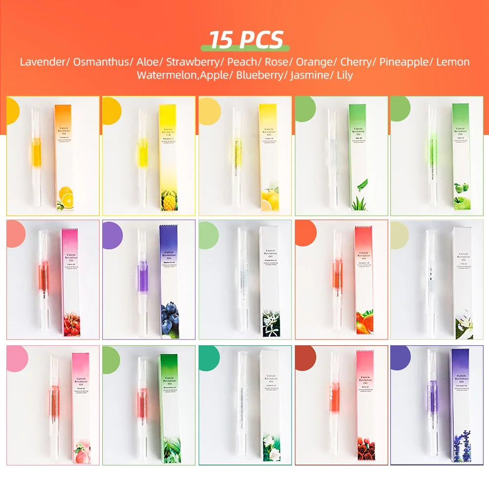 15PCS 6PCS Nail Nutrition Oil Pens Kit Nail Cuticle Oil Pen Nail Treatment Agnail Cuticle Oil Pen Nail Skin Nourishment Oil Pen