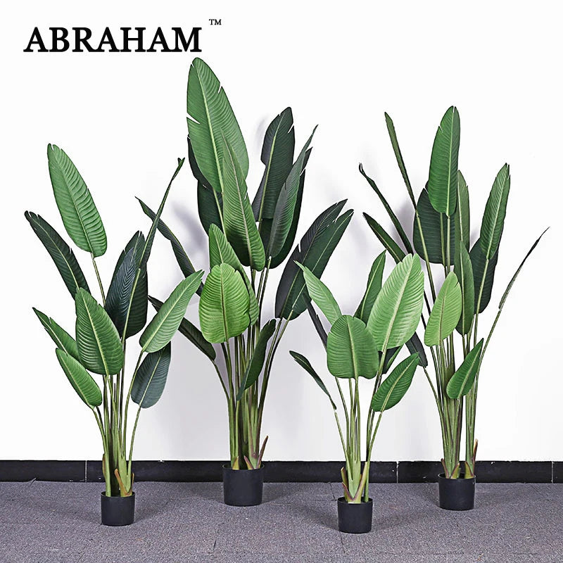 120-200cm Large Artificial Banana Tree Tropical Fake Plants Palm Leafs Monstera Green Plastic Jungle Plant for Home Office Decor