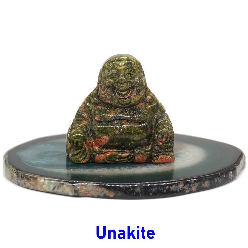 1.5" Buddha Statue Natural Healing Crystal Reiki Chakra Spiritual Hand Carved Stone Maitreya Figurine Crafts Home Lucky Decor