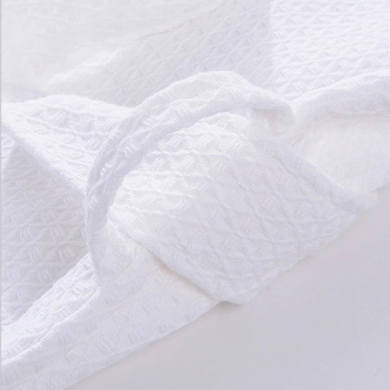 Women 100% Cotton Bath Robe Waffle Suck Water Plus Size Bathrobe Kimono Spa Towel Men Sleepwear Summer Long Dressing Gown Night