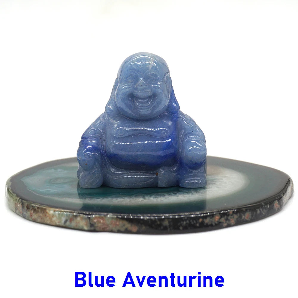 1.5" Buddha Statue Natural Healing Crystal Reiki Chakra Spiritual Hand Carved Stone Maitreya Figurine Crafts Home Lucky Decor