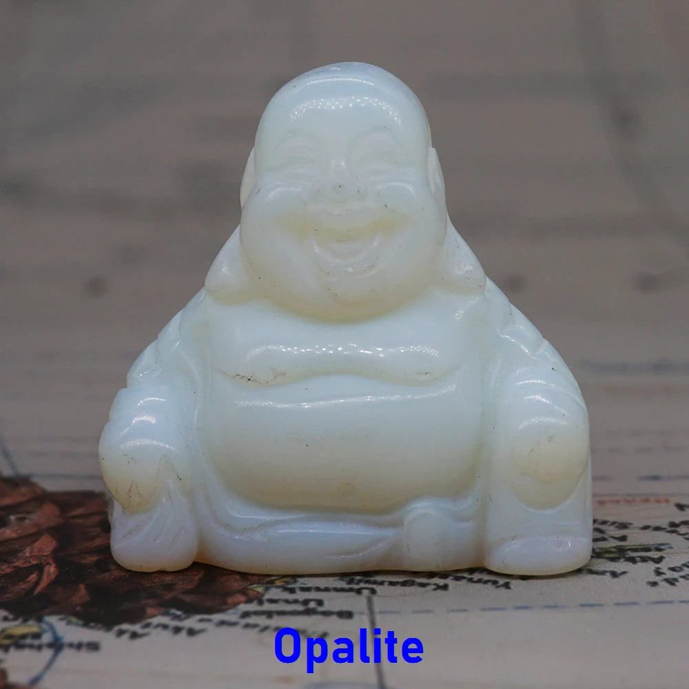 1.5" Buddha Statue Natural Healing Crystal Reiki Chakra Spiritual Hand Carved Stone Maitreya Figurine Crafts Home Lucky Decor