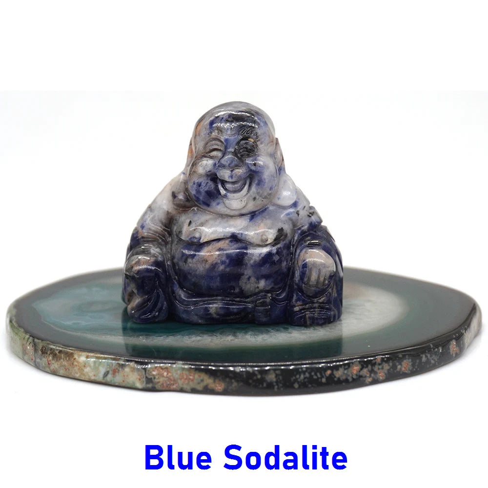 1.5" Buddha Statue Natural Healing Crystal Reiki Chakra Spiritual Hand Carved Stone Maitreya Figurine Crafts Home Lucky Decor