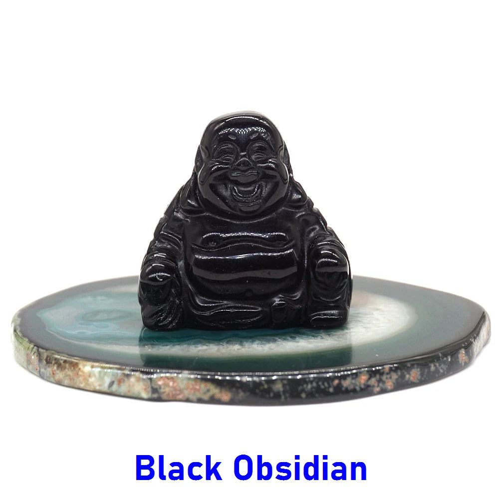 1.5" Buddha Statue Natural Healing Crystal Reiki Chakra Spiritual Hand Carved Stone Maitreya Figurine Crafts Home Lucky Decor