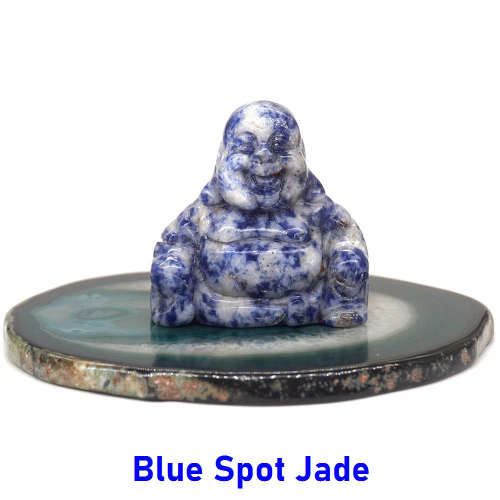 1.5" Buddha Statue Natural Healing Crystal Reiki Chakra Spiritual Hand Carved Stone Maitreya Figurine Crafts Home Lucky Decor