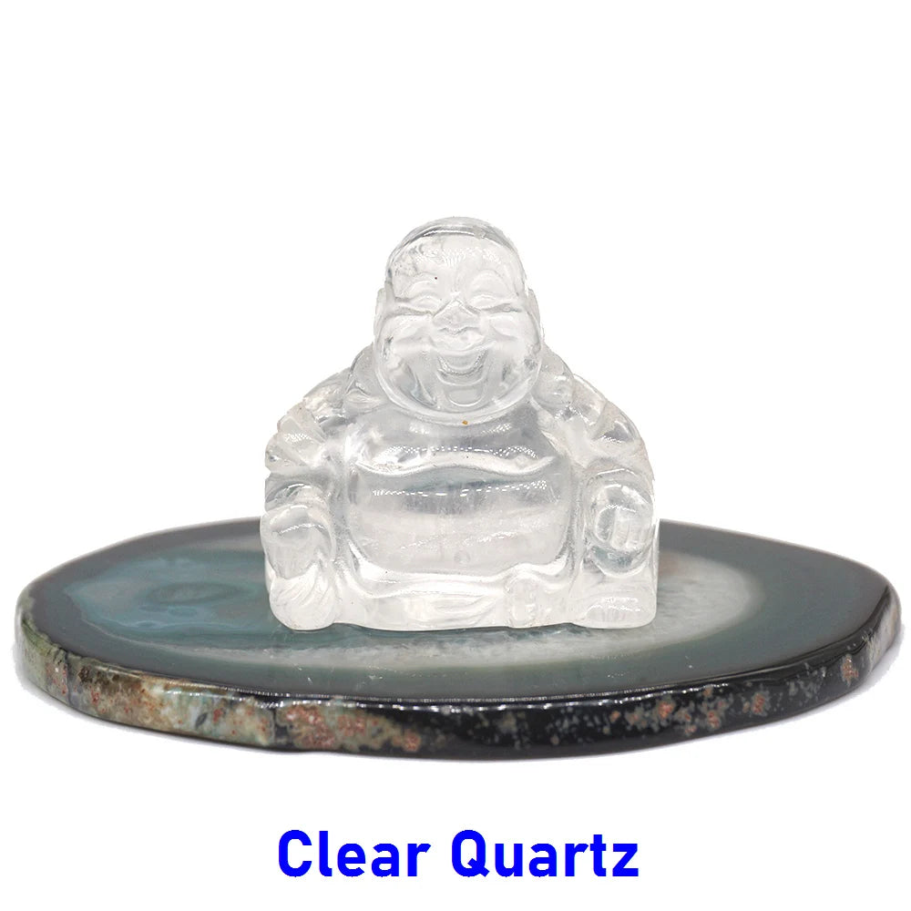 1.5" Buddha Statue Natural Healing Crystal Reiki Chakra Spiritual Hand Carved Stone Maitreya Figurine Crafts Home Lucky Decor