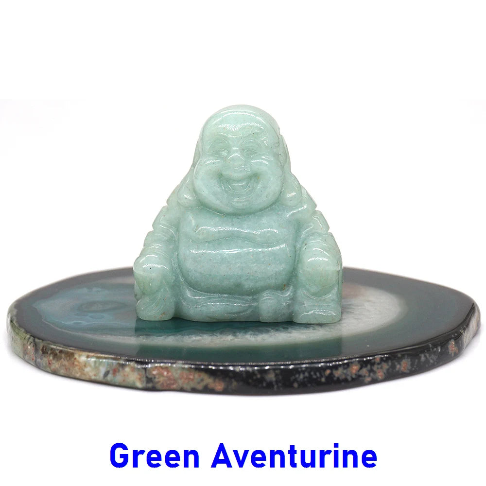 1.5" Buddha Statue Natural Healing Crystal Reiki Chakra Spiritual Hand Carved Stone Maitreya Figurine Crafts Home Lucky Decor