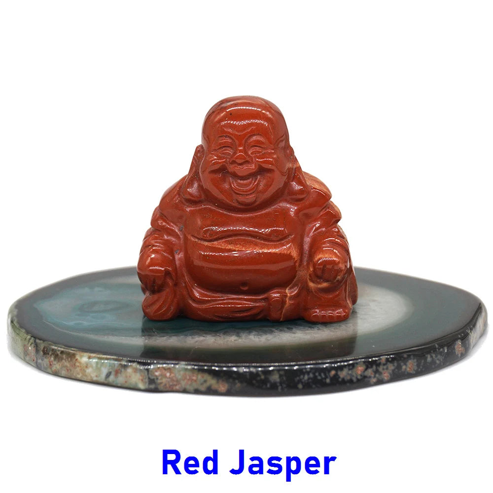 1.5" Buddha Statue Natural Healing Crystal Reiki Chakra Spiritual Hand Carved Stone Maitreya Figurine Crafts Home Lucky Decor