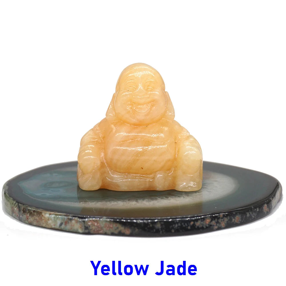 1.5" Buddha Statue Natural Healing Crystal Reiki Chakra Spiritual Hand Carved Stone Maitreya Figurine Crafts Home Lucky Decor