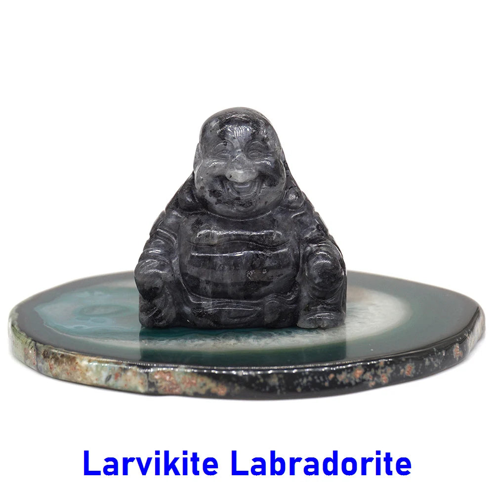 1.5" Buddha Statue Natural Healing Crystal Reiki Chakra Spiritual Hand Carved Stone Maitreya Figurine Crafts Home Lucky Decor