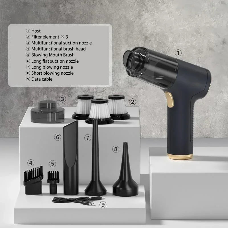1290000Pa Car Vacuum Cleaner 2 -in-1 Portable Wireless Car Vacuum Cleaner Handheld Home Car Dual Use Vacuum Cleaners