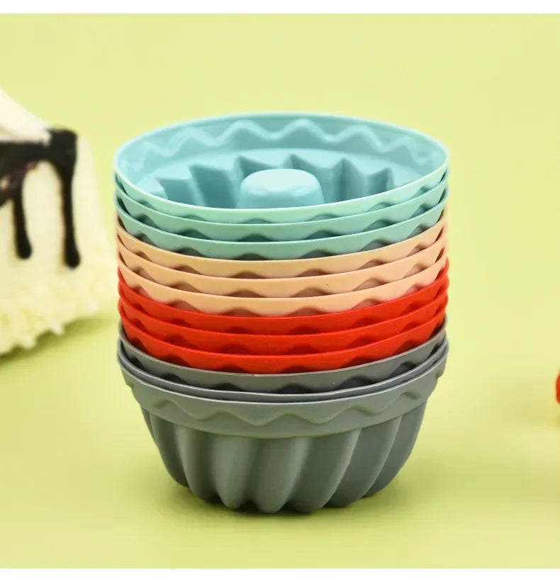 12PCS Silicone Mafen Cup Cake Mold Making Cake Pudding Jelly Mold DIY Baking Tool