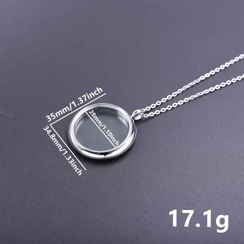 1Pc 17/28/32mm Stainless Steel Round Memory Ashes Locket Pendant Men Necklaces Diy Floating Relicario Coin Bezel Collar Jewelry