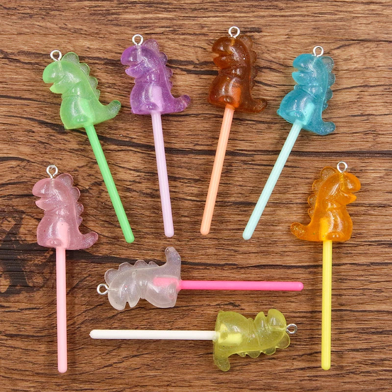 10Pcs Mix Color Size Bling Glitter Heart Round Duck Star Lollipop Resin Charms For Earring Kawaii 3D Keychain Jewelry Making