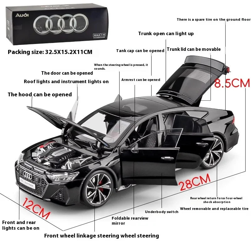 1:18 AUDI RS7 Sportback Four Door Coupe Remote Control Alloy Diecast Model Car Hobby Collecting Decorative Gifts Boyfriend Box