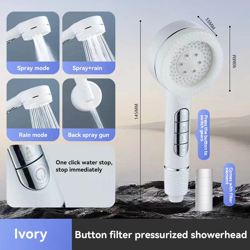 Xiaomi Shower Head 4 Modes High Pressure Showerhead One-key Stop Water Massage Shower Head With Filter Element Shower Head 2025
