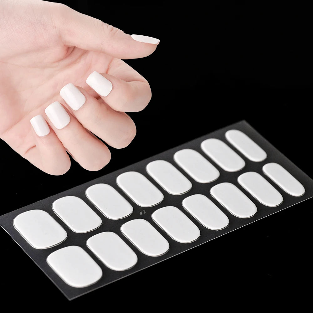 14pc Transparent Semi Cured Gel Nail Strips Nail Strengthening Gel Slider Long-Lasting Clear Crystal Gel Waterproof UV Stickers