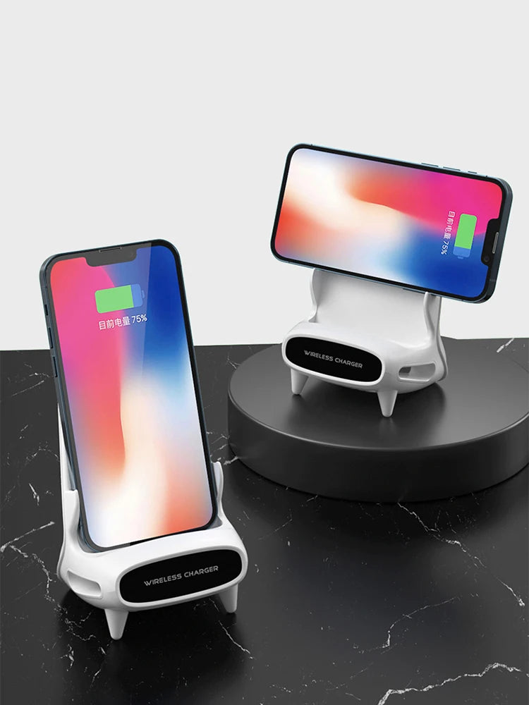 15W Wireless Review Phone Stand Support Mount Desktop Charger Stand Induction Fast Charge for iPhone Phone Holder