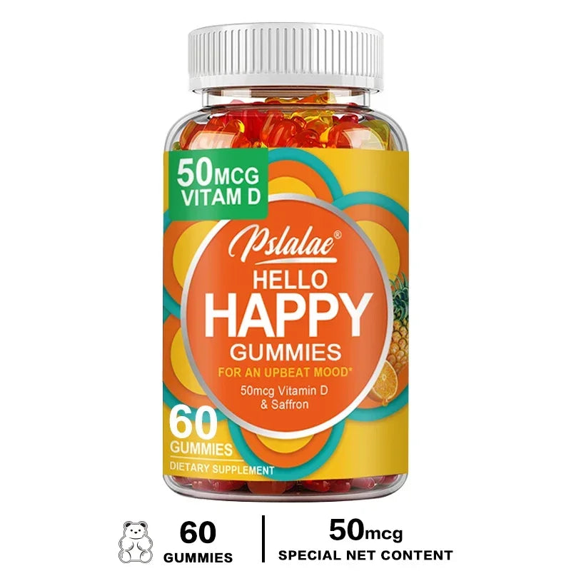 Hello Happy Gummies - with Vitamin D, Saffron, Tropical Zinc for Mood Balance Support