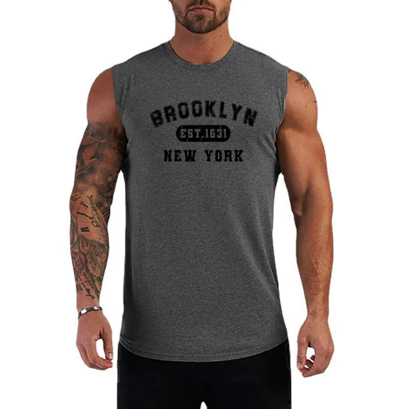 Summer Cotton Breathable Bodybuilding Tank Tops Mens Workout Muscle Sleeveless Cool Shirts Gym Fitness Muscle Training Clothing
