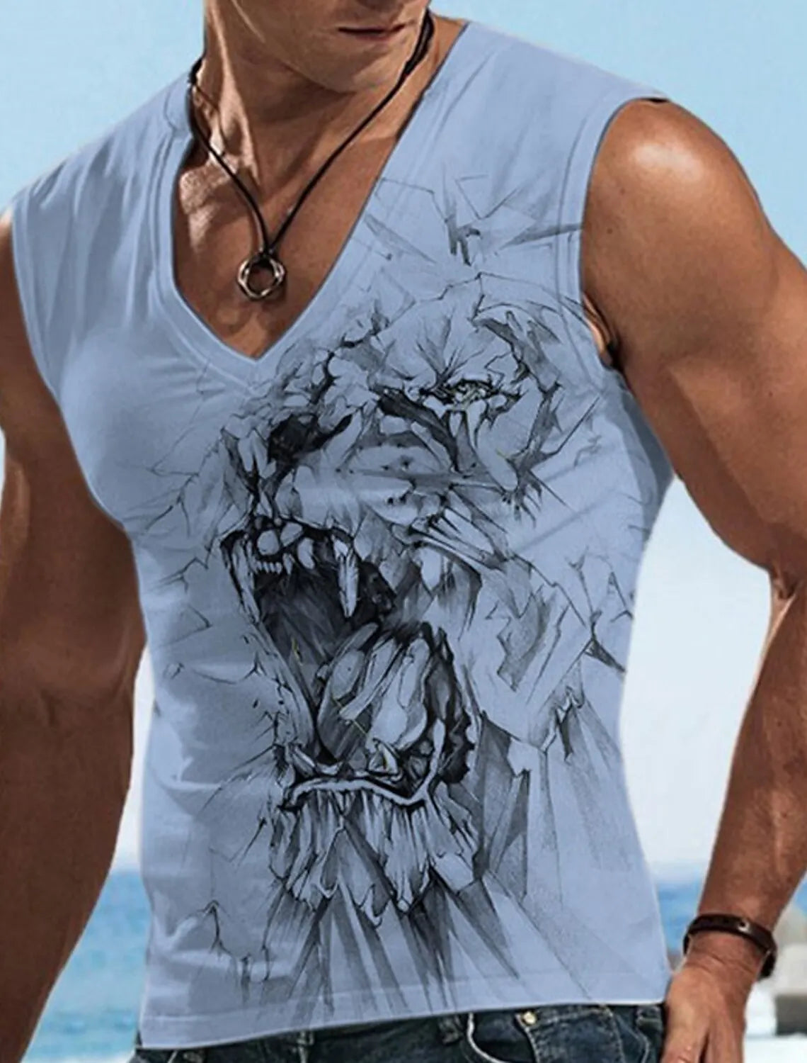 Men's V-Neck Vest Sleeveless T-Shirt Sports Gym Four Seasons Fitness Vest Men's Fitness Sweatshirt Summer Men's Undershirt