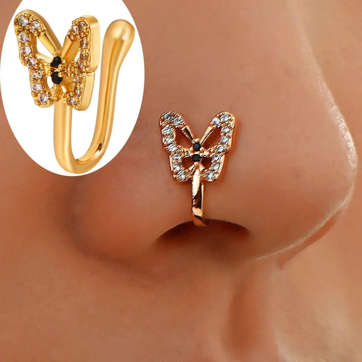 Men Women Nose Ring Clip Fake Septum Piering Rock Hip Hoop Punk Stainless Steel Body Jewelry Non Perforation Nose Clips Ring Z6