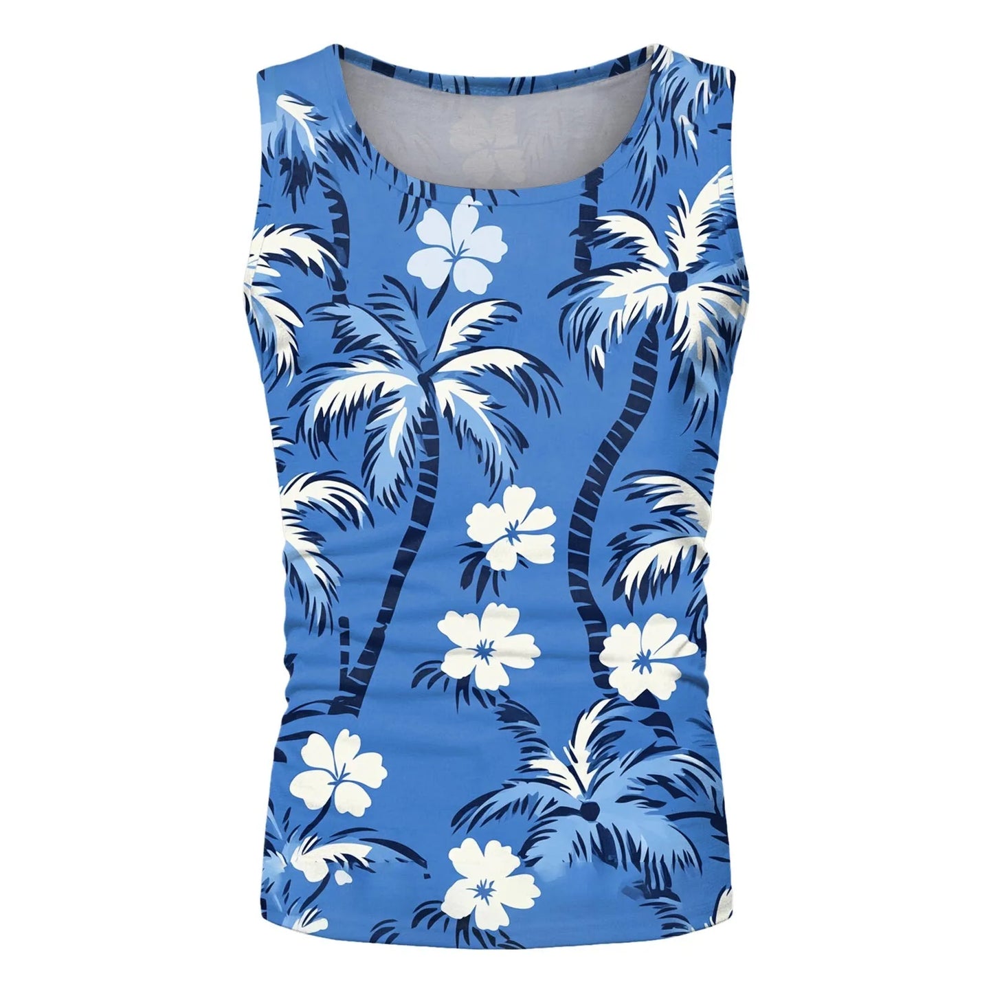 Men Vest Casual Comfortable Soft Breathable Fashion Printed Beach Tank Top Compression Hawaiian Vacation Pullover Plus Size