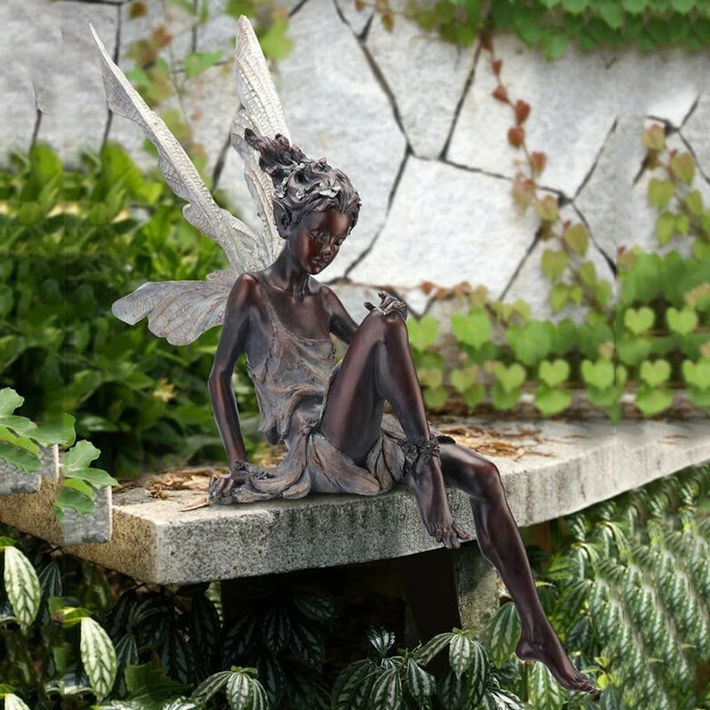 18/22cm Large Size And Turek Sitting Fairy Statue Garden Ornament Resin Craft Yard Home Decor Outdoor Dropshipping