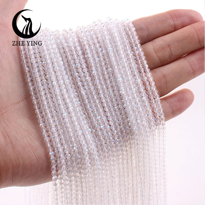 Zhe Ying New 2mm Electroplating AB Crystal Beads Small Loose Faceted Spacer Beads for Jewelry Making DIY Accessories