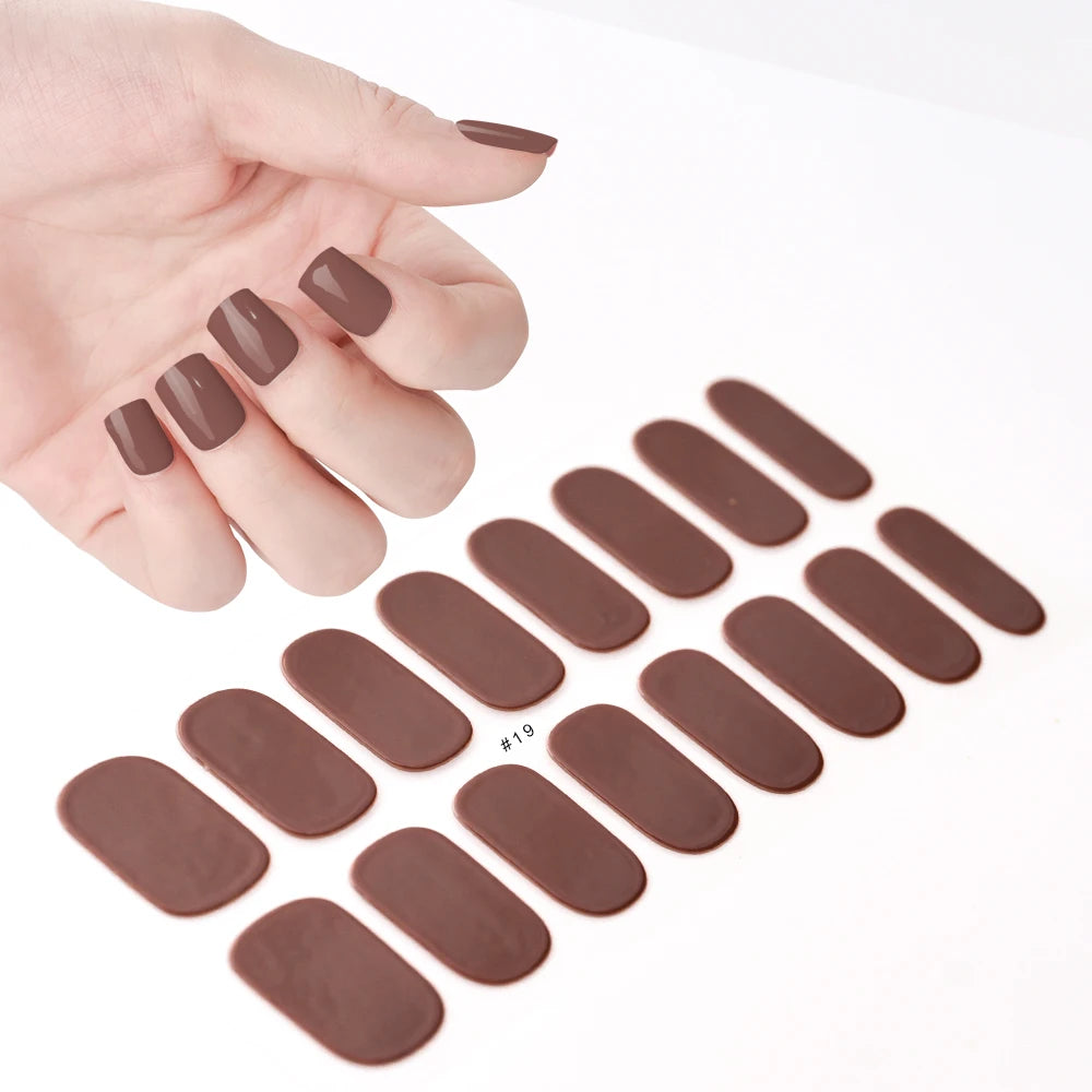 14pc Transparent Semi Cured Gel Nail Strips Nail Strengthening Gel Slider Long-Lasting Clear Crystal Gel Waterproof UV Stickers