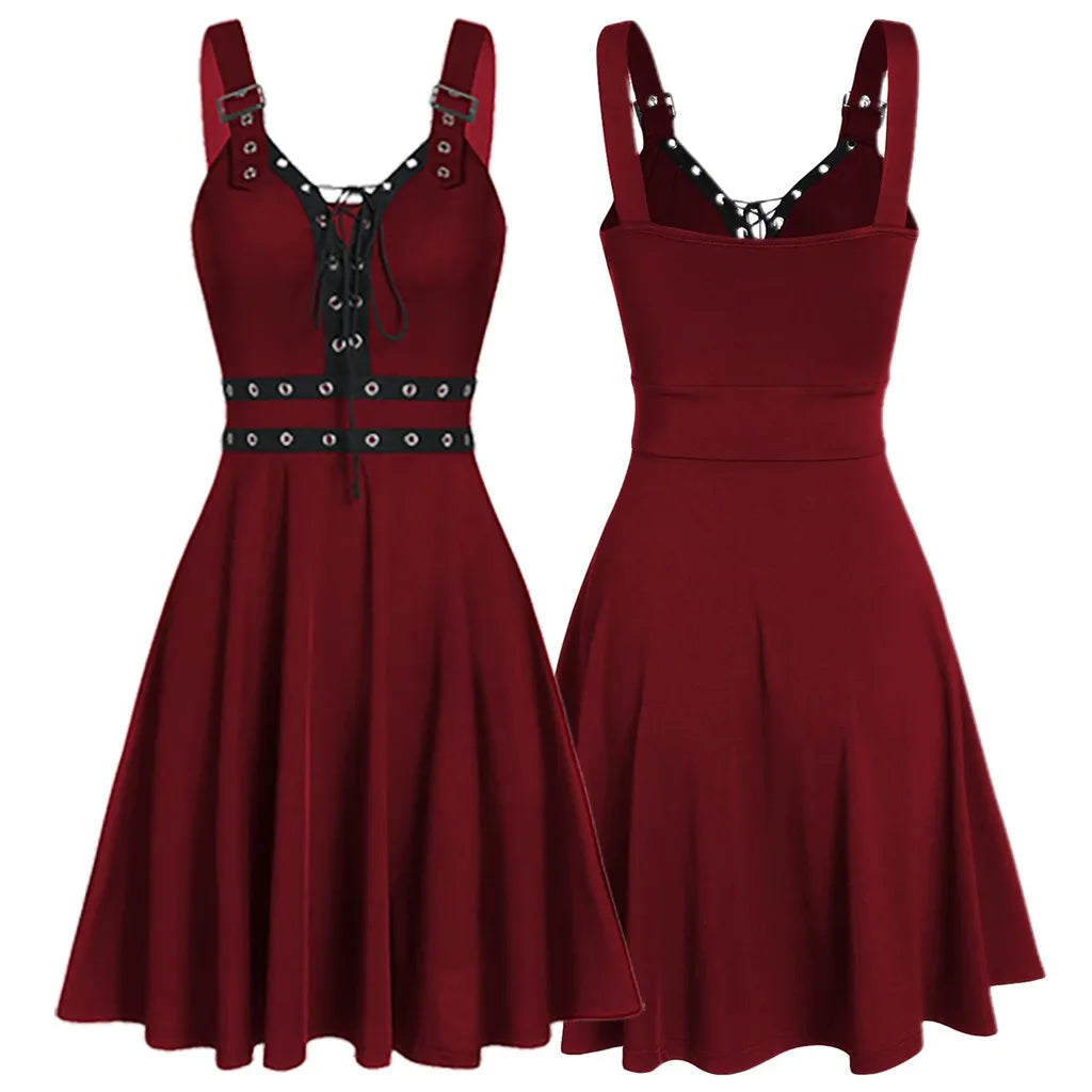 Women Plus Size Cool Solid Bandage Irregular Hem Sleeveless Camisole Mini Dress Elegant Women'S Dresses For Party Vestidos Femin