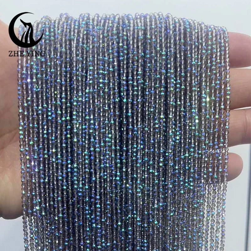 Zhe Ying New 2mm Electroplating AB Crystal Beads Small Loose Faceted Spacer Beads for Jewelry Making DIY Accessories