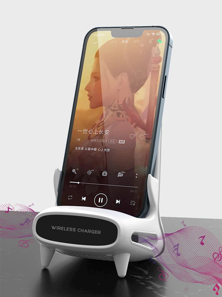 15W Wireless Review Phone Stand Support Mount Desktop Charger Stand Induction Fast Charge for iPhone Phone Holder