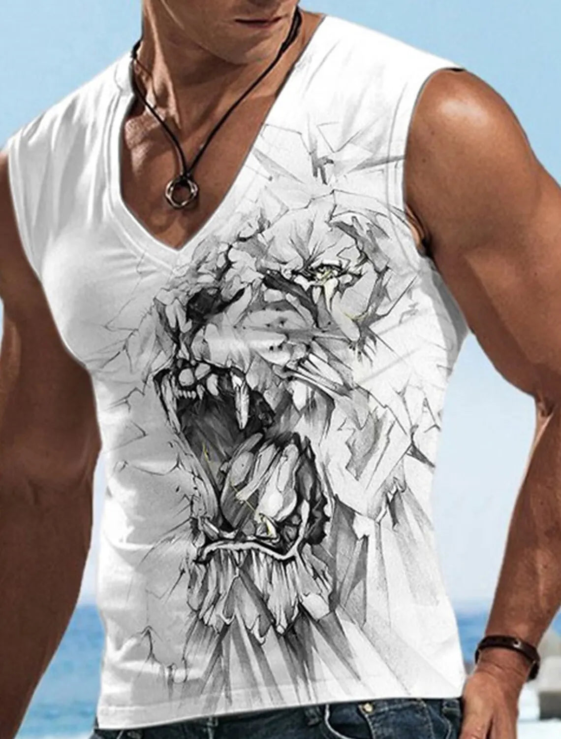 Men's V-Neck Vest Sleeveless T-Shirt Sports Gym Four Seasons Fitness Vest Men's Fitness Sweatshirt Summer Men's Undershirt