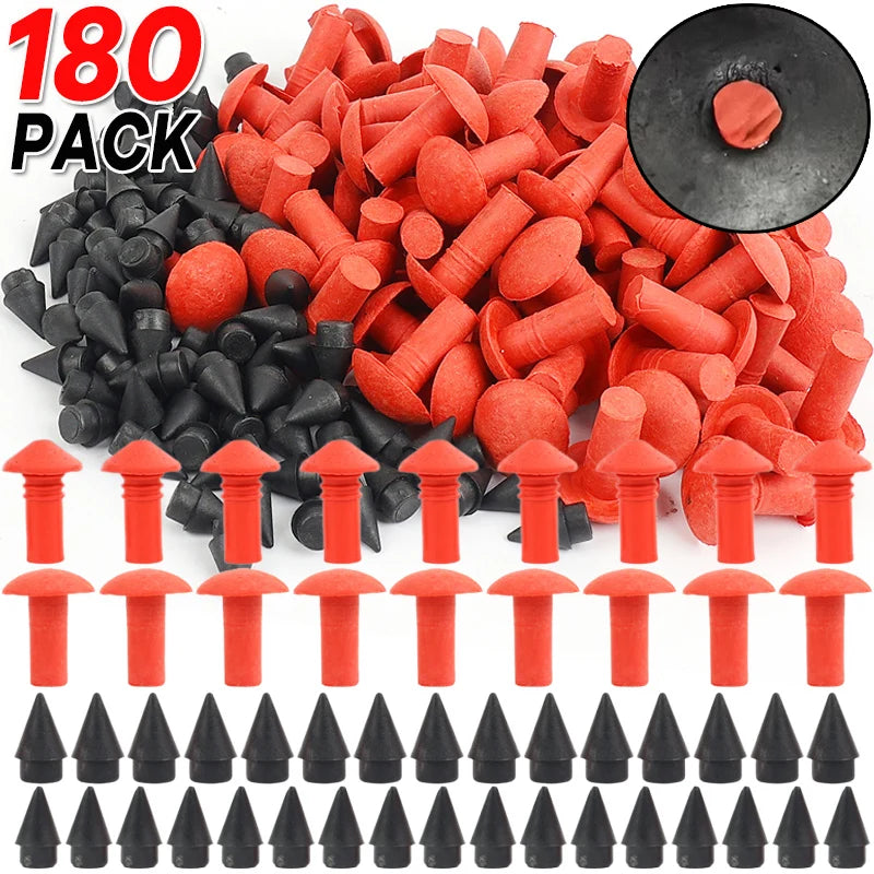 180pcs Car Rubber Nails Mushroom Plug Tyre Repair Nail Plug Puncture Repair Seals Auto Motorcycle Bike Wheel Tire Repair Tools