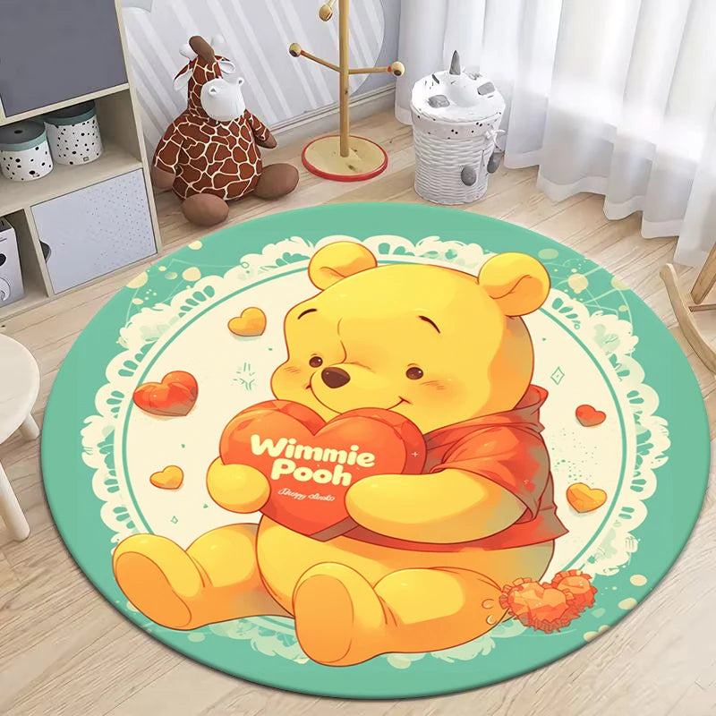 Winnie the Pooh Cute Cartoon Print Round Carpet.Bedroom,Balcony,Entry Door,Sofa,Chair Non-slip Mat.Gift,Picnic,Home Decorat,Rug