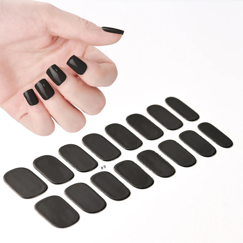 14pc Transparent Semi Cured Gel Nail Strips Nail Strengthening Gel Slider Long-Lasting Clear Crystal Gel Waterproof UV Stickers