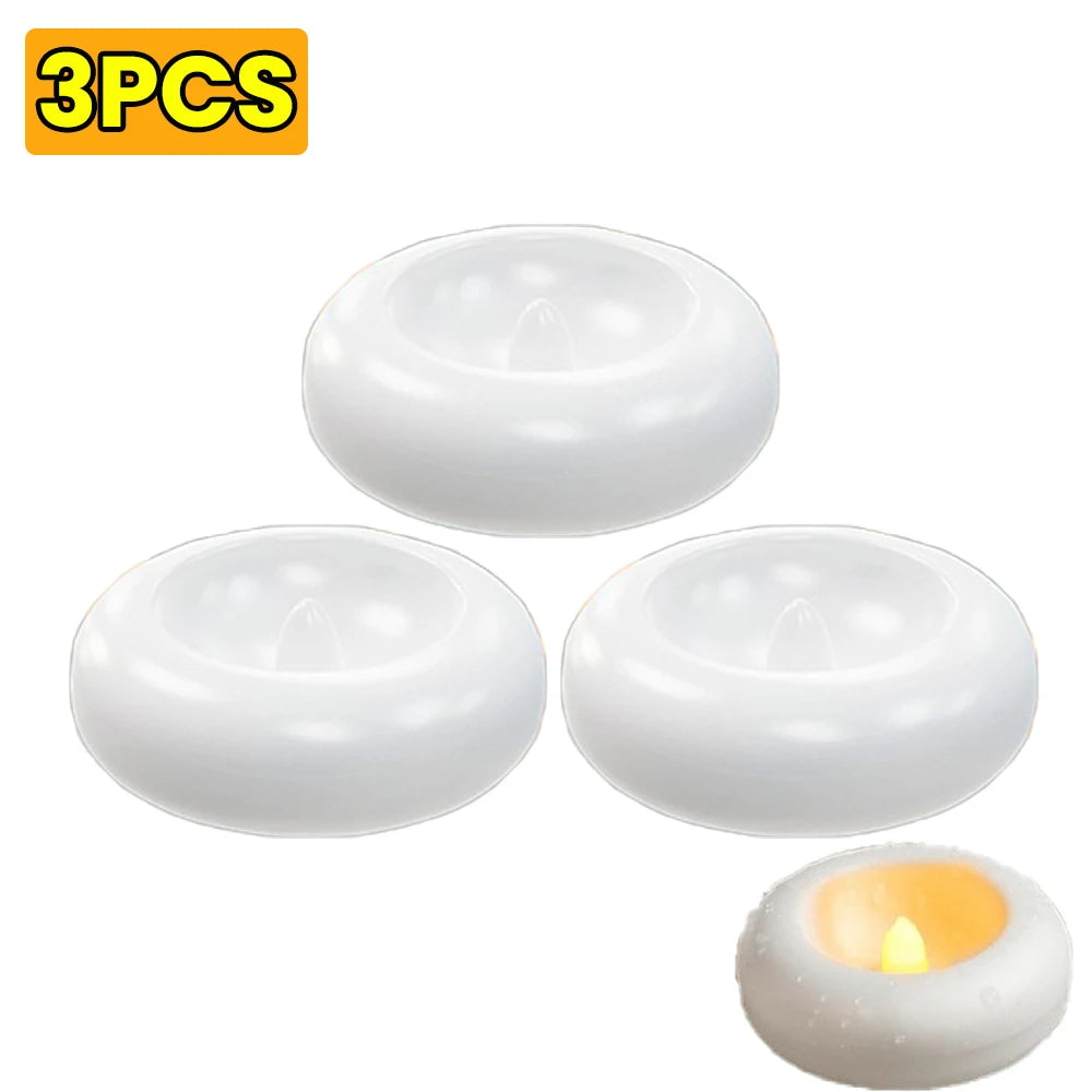 1/3/6 Pcs LED Floating Candles 7.3cm Flameless Plastic Floating Tea Lights for Bathtub Swimming Pool Vase Centerpiece Decoration